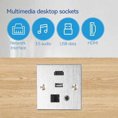 Custom 86x86mm Solid Aluminum Wall Plate with Modular Layout for Standard 86 Box