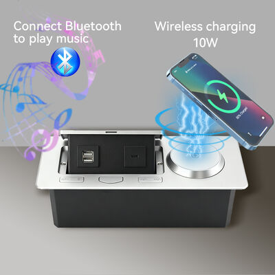 Einbaustufe für Möbel mit 15W drahtlosem Ladegerät eingebauter Bluetooth-Lautsprecher und Pop-up-Ausgang USB-Ports