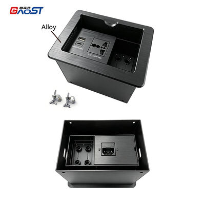 Premium Recessed Table Power Socket Box with 65W USB-C PD Fast Charging, Universal Outlet, and 4 Cable Pass-through Holes