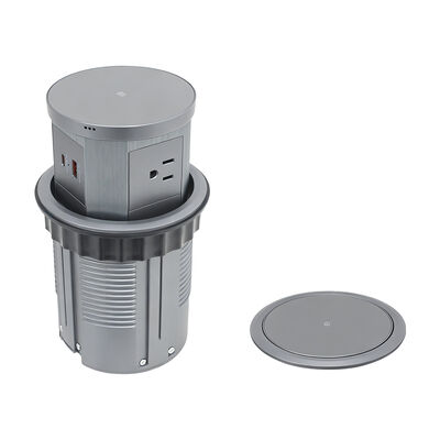 Retractable Power Socket with 3 American Outlets 20W USB Charger and 15W Wireless Charging Pad