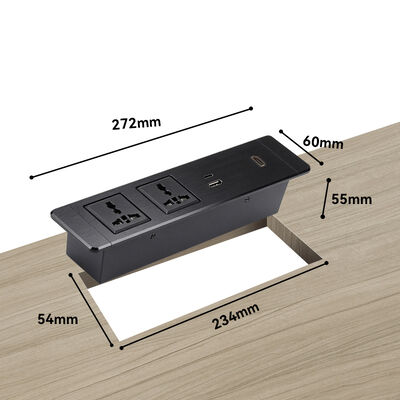 Flush Mount Recessed Power Strip with HDMI HD Connection and 65W USB A+C for Conference Rooms