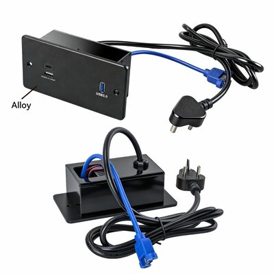 65W USB-C Fast Charging Recessed Power Strip with Aluminum Alloy Faceplate and USB 3.0 Data Transfer Flush Mount Desk Socket