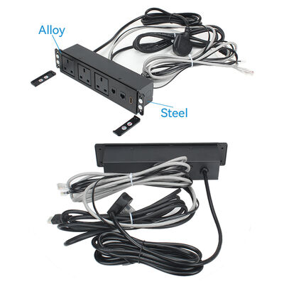 65W USB-C Recessed Power Strip with 3 UK Sockets and HDMI Multimedia Panel for Conference Tables